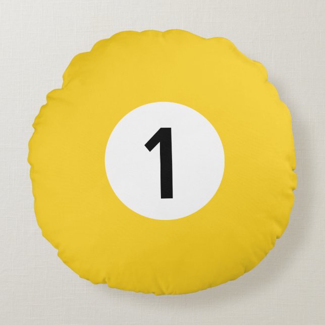 Almofada Redonda Sólida Bola Billiard nº 1 - 100% Editável (Frente)