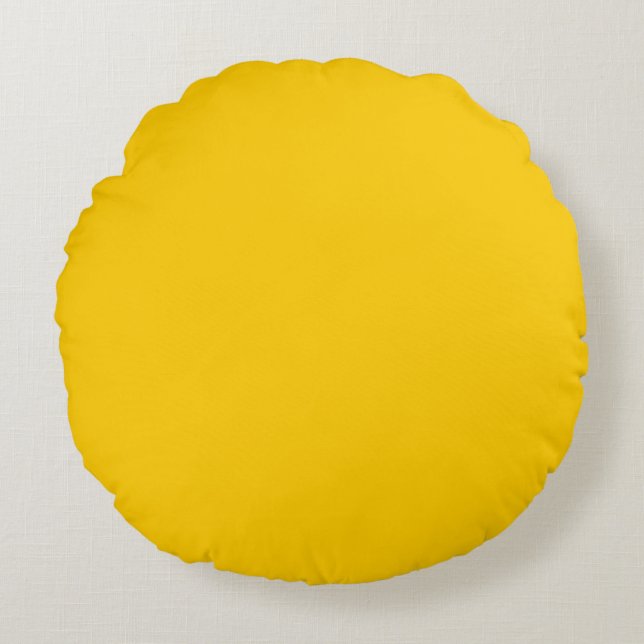 Almofada Redonda sólido amarelo cor simples básica (Frente)