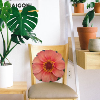 Almofada Redonda Solteiro Laranja Dahlia Bloom Floral