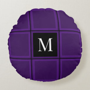 Almofada Redonda Solteiro Real Roxo Escuro - Personalizado Inicial