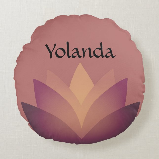 Almofada Redonda Sombras da Flor Mauve Lotus (Frente)