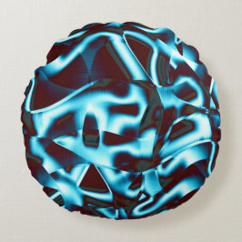 Almofada Redonda Sombras de ciano azul no abstrato