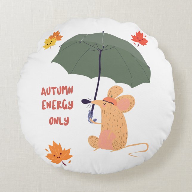 Almofada Redonda Somente energia do outono (Frente)