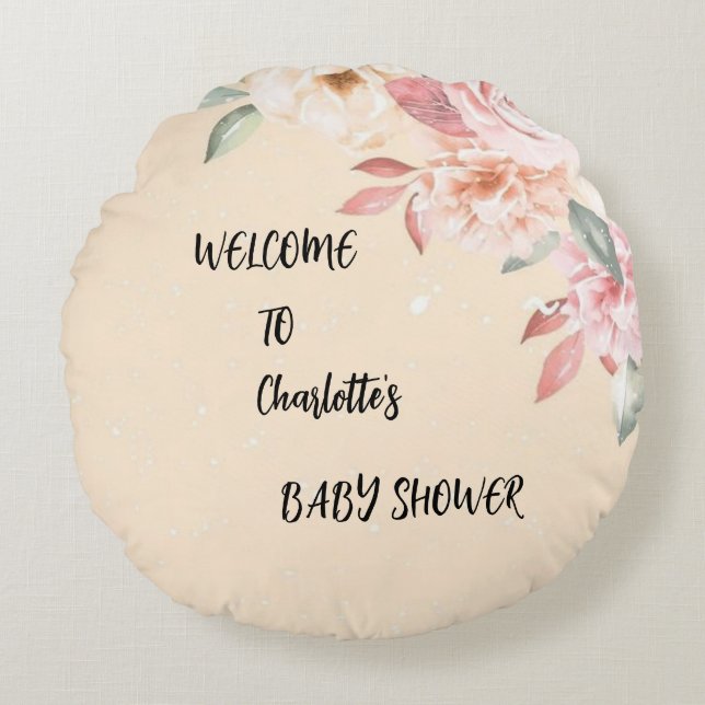 Almofada Redonda Sonhos De Bloqueio: Um Travesseiro De Ronda Floral (Frente)