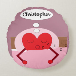 Almofada Redonda Sonhos de Coração Rosa e Roxo