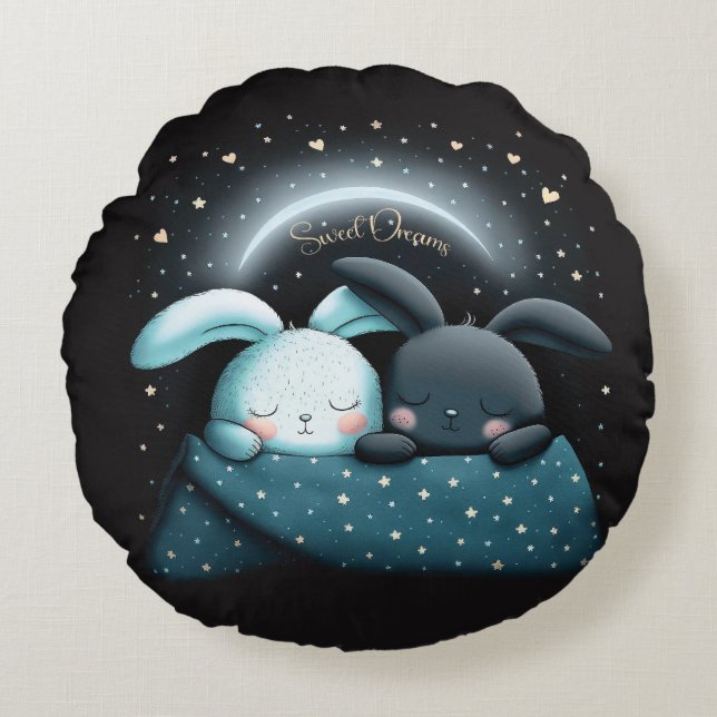 Almofada Redonda Sonhos Doces Design Cute Bunny (Frente)