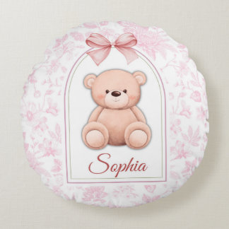 Almofada Redonda Sophia | Design de Enfermeiro de Urso Rosa Persona