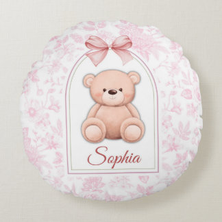 Almofada Redonda Sophia | Design de Enfermeiro de Urso Rosa Persona