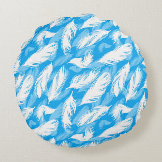 Almofada Redonda Sophisticated Feather Design On A Bright Blue