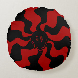 Almofada Redonda Sorriso Derreter Retro Vermelho e Preto