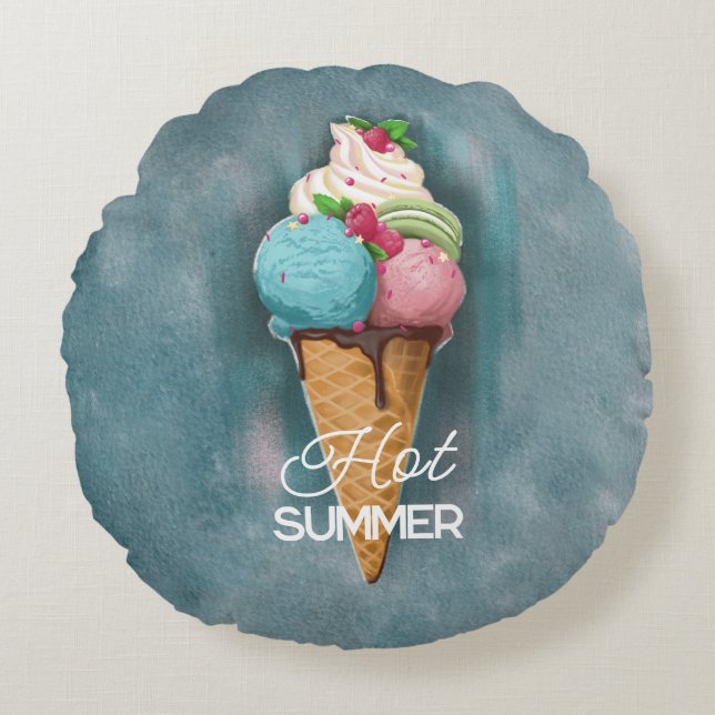 Almofada Redonda Sorvete Travesseiro redondo (Frente)