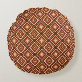 Almofada Redonda Southwest Diamond Rust Red & Beige Navajo Style
