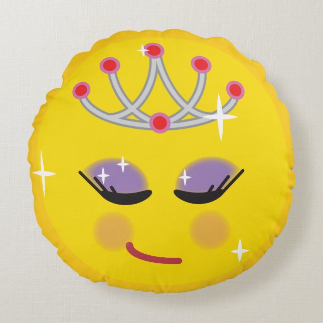 Almofada Redonda Sparkly Princess Emoticon (Frente)