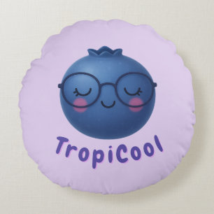 Almofada Redonda SpiCool Blueberry - Caráter de Fruta bonito com Gl