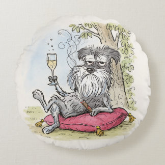 Almofada Redonda Spoiled Special Grey Schnauzer Throw Pillow