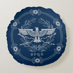 Almofada Redonda SPQR o descanso de lance do emblema do império