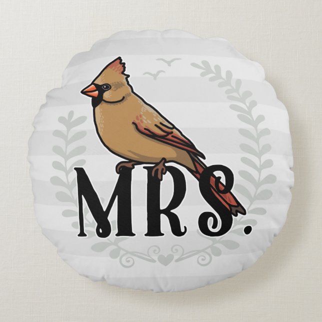 Almofada Redonda Sr. e Sra. Sua e Sua Sra. Cardinal (Frente)