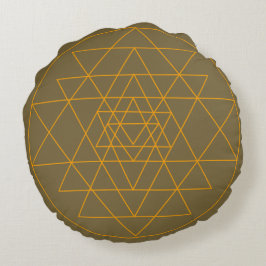 Almofada Redonda Sri Yantra em Brown Cushion
