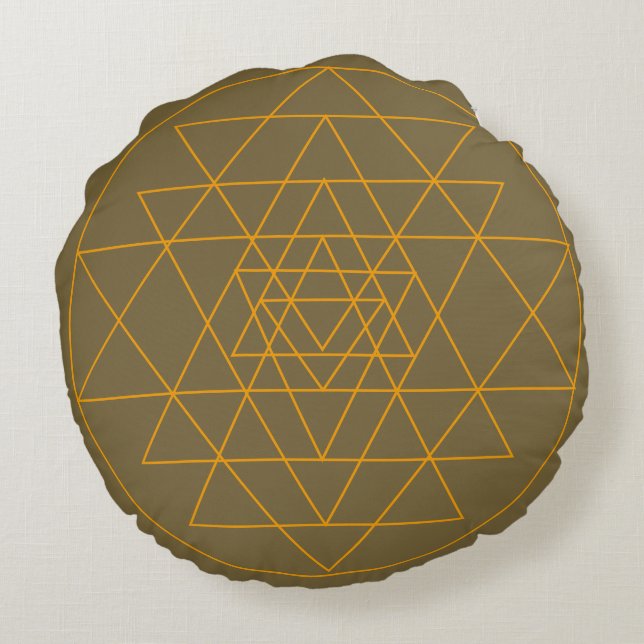 Almofada Redonda Sri Yantra em Brown Cushion (Verso)