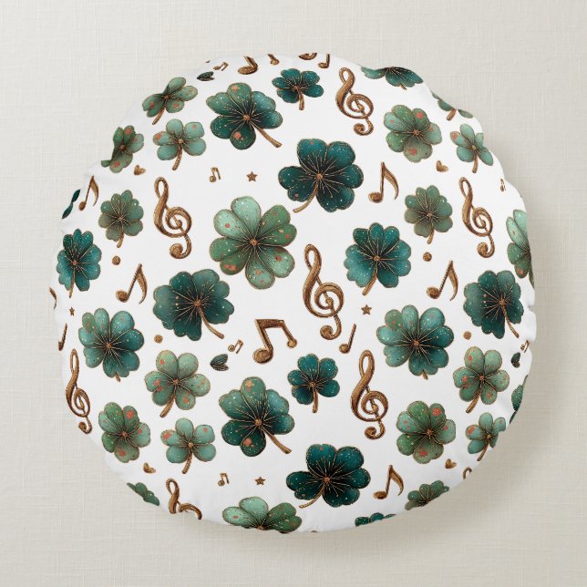 Almofada Redonda St. Patrick’s Day Musical Shamrock (Frente)
