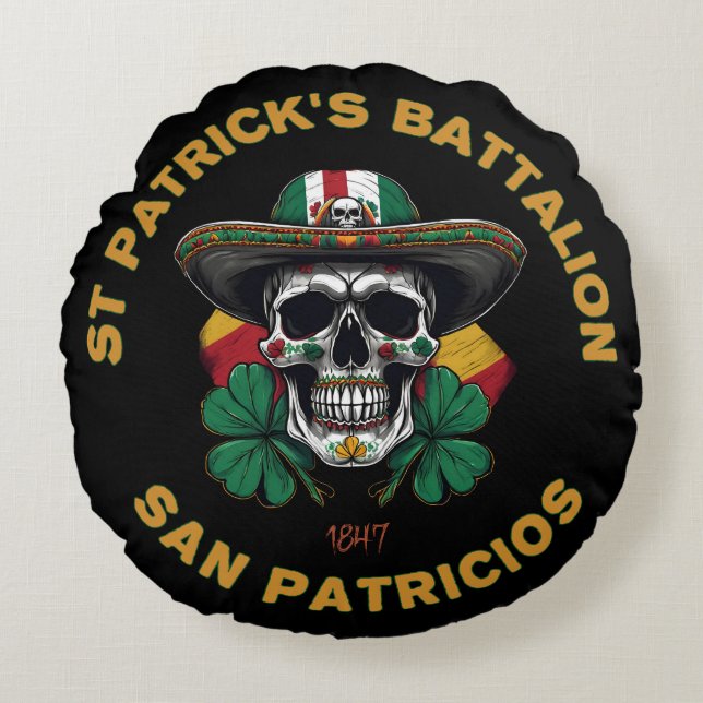 Almofada Redonda St Patricks Battalion San Patricios Irish Mexican (Frente)