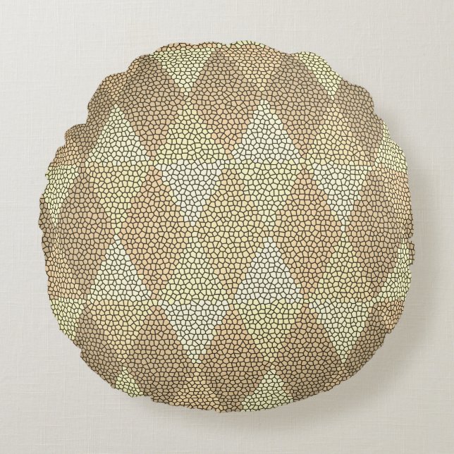 Almofada Redonda Stained Glass Gold Diamond Pattern (Frente)
