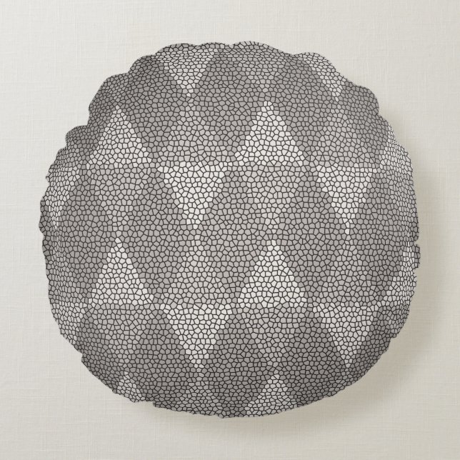 Almofada Redonda Stained Glass Silver Diamond Pattern (Frente)