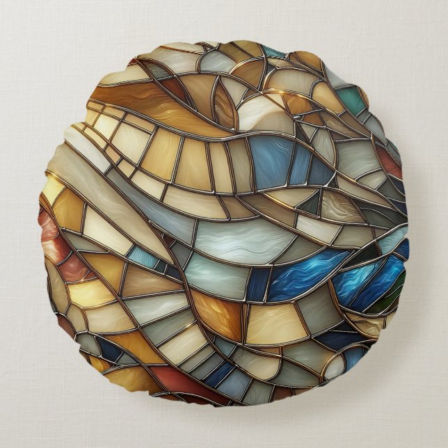 Almofada Redonda Stained Glass Waves (Frente)