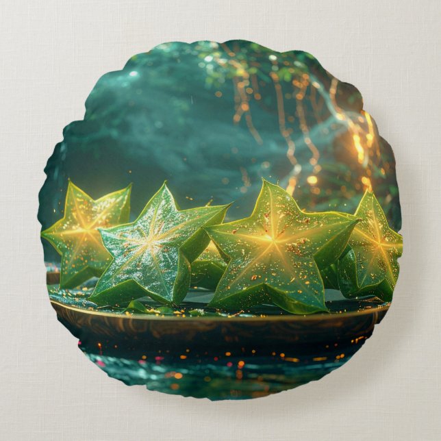 ALMOFADA REDONDA STAR FRUIT - CARAMBOLA - EXOTIC FRUITS (Frente)