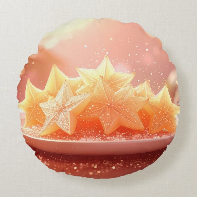 ALMOFADA REDONDA STAR FRUIT - CARAMBOLE - EXOTIC FRUITS (Frente)