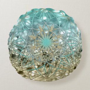 Almofada Redonda Star Mandala em Lemon Twist Beach Glitter #4