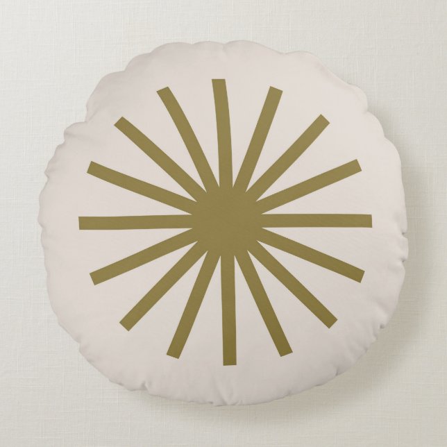 Almofada Redonda Starburst Dourado e Linen White (Frente)