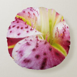 Almofada Redonda Stargazer Lily Bright Magenta Floral