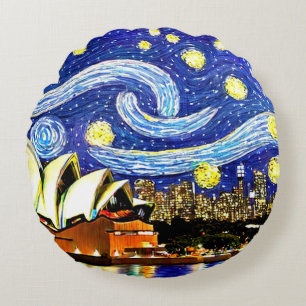 Almofada Redonda Starry Night Sydney Austrália - Ópera
