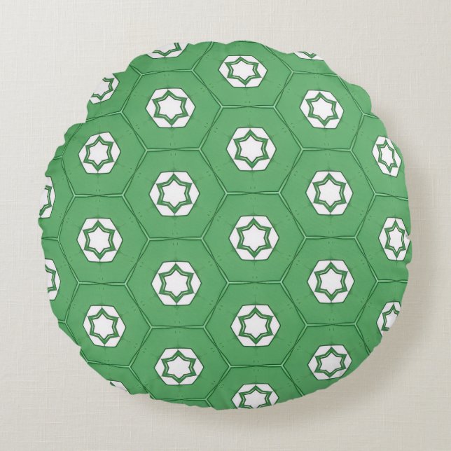 Almofada Redonda Stars in a honeycomb mint green circular pillow (Frente)
