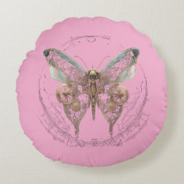 Almofada Redonda Steampunk Butterfly Shirt 