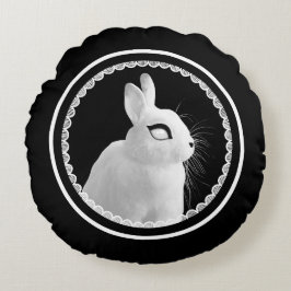 Almofada Redonda Strange White Bunny Round Pillow