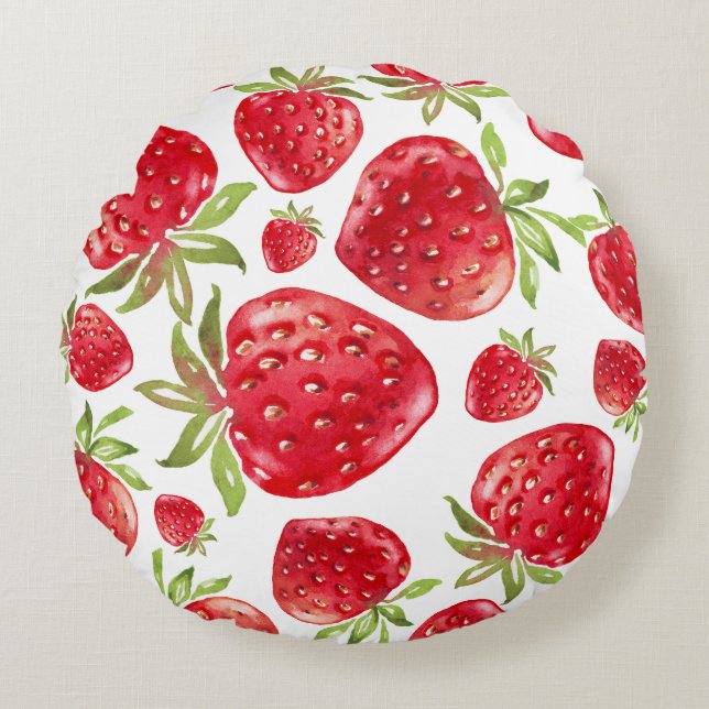 Almofada Redonda Strawberry Love Round Travesseiro (Frente)