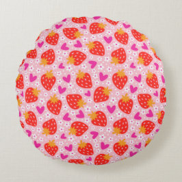 Almofada Redonda Strawberry Seamless Pattern