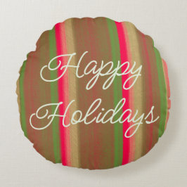 Almofada Redonda Striped Painting Happy Holidays
