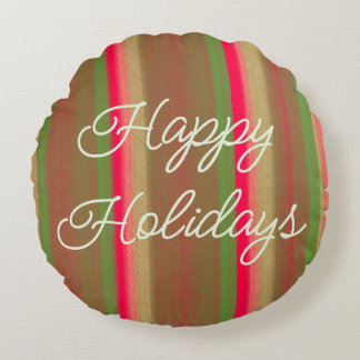Almofada Redonda Striped Painting Happy Holidays