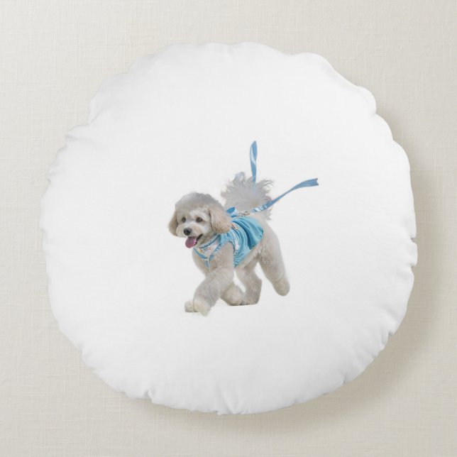 Almofada Redonda “Strut & Style”  Poodle Fofa (Frente)