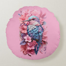 Almofada Redonda Stunning Pastel Hummingbird Floral Throw Pillow