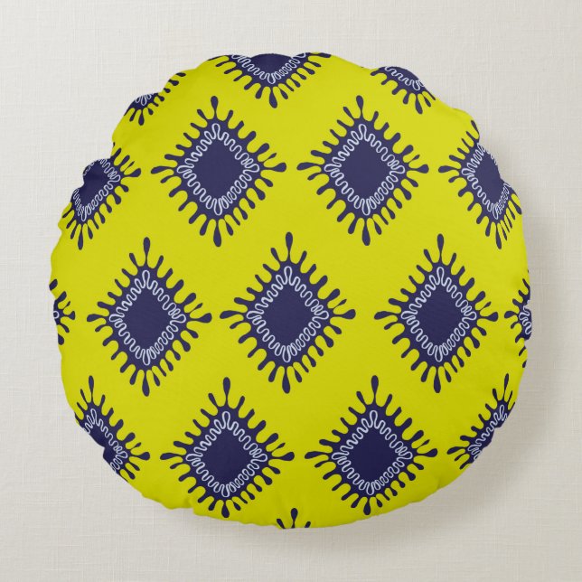 Almofada Redonda Stylish modern ikat tribal seamless pattern (Frente)