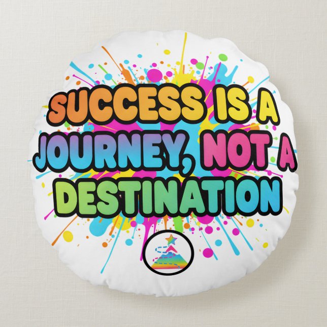 Almofada Redonda Success Is a Journey Motivational Quote Design (Frente)