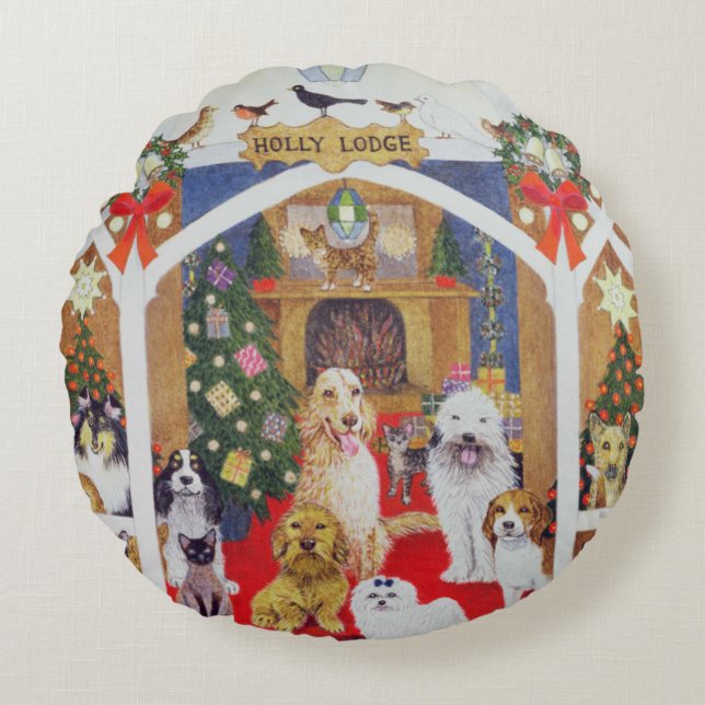 Almofada Redonda Suiças preto e branco (Frente)