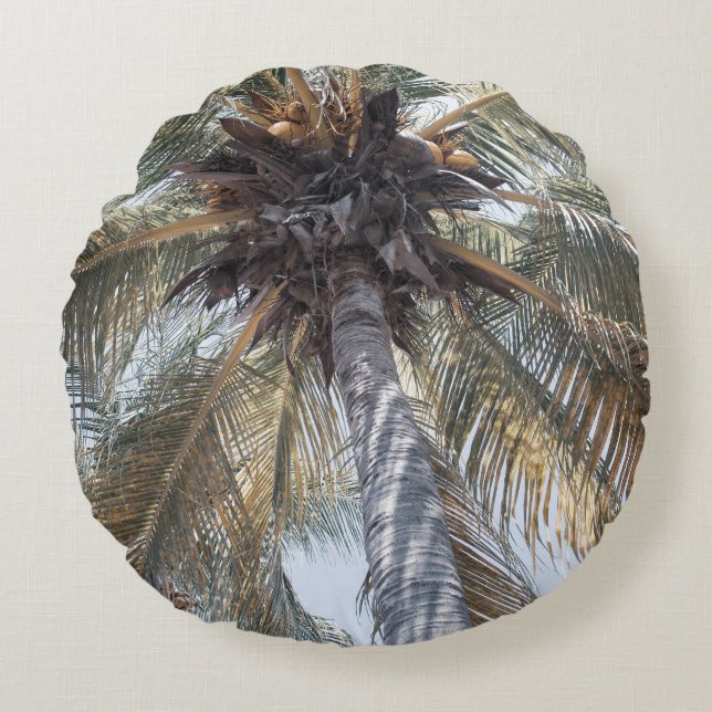 Almofada Redonda Summer Coconut Chill Palm 1 (Frente)