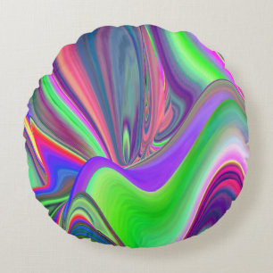 Almofada Redonda Summersense, Abstrato 3D Rainbowart