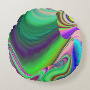 Almofada Redonda Summersense, Abstrato 3D Rainbowart