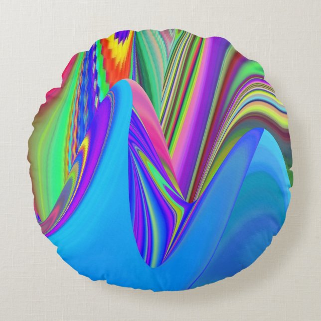 Almofada Redonda Summersense, Abstrato 3D Rainbowart (Frente)